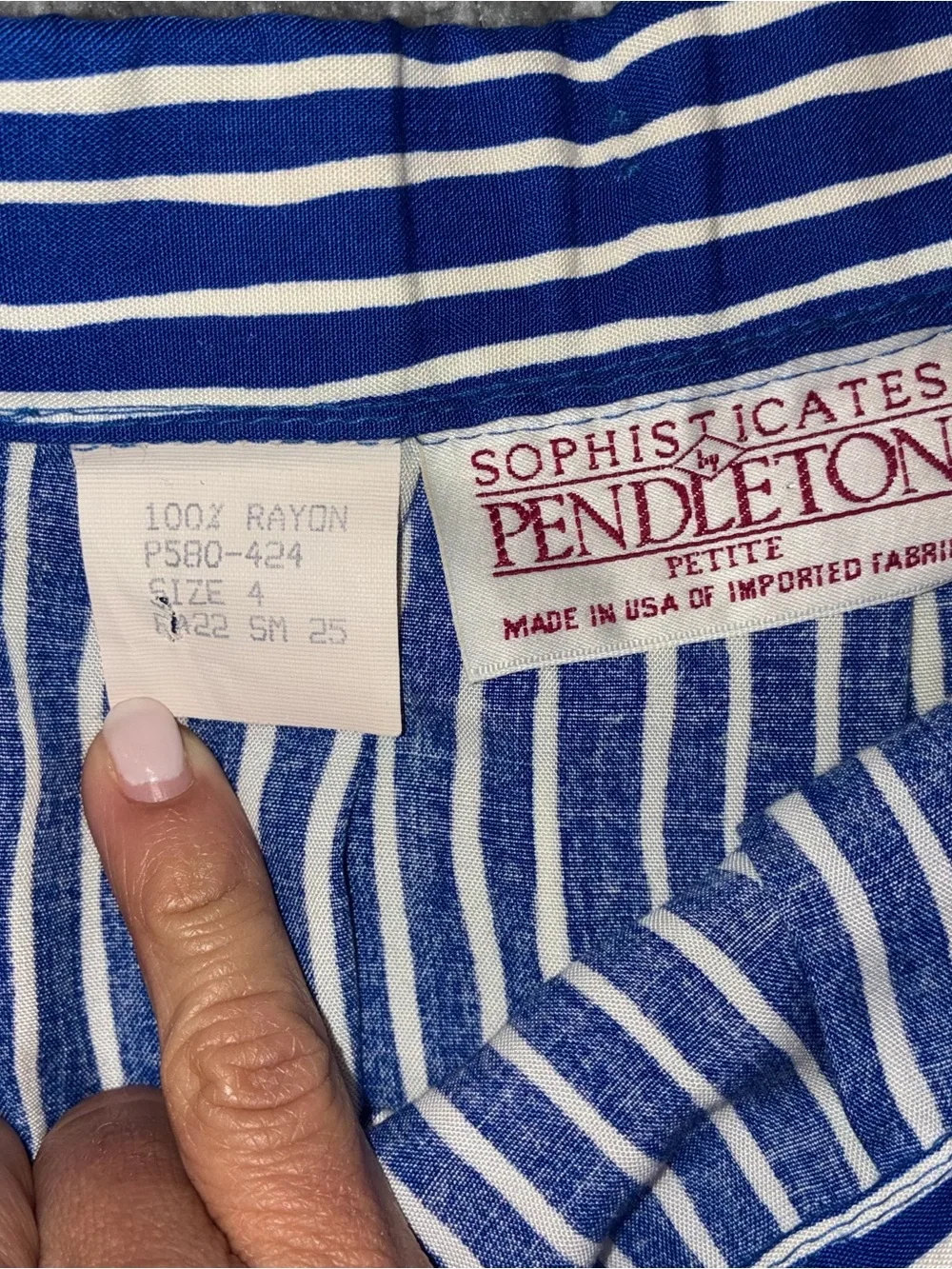 Vintage Pendleton Royal Blue and White Vertical Stripe Maxi Skirt Size 4 P